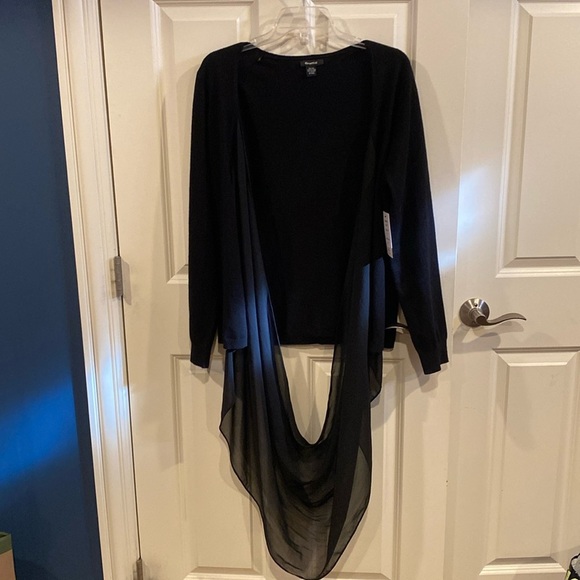 XL Graffiti Black sweater with dramatic sheer drape - NWT - Picture 1 of 5